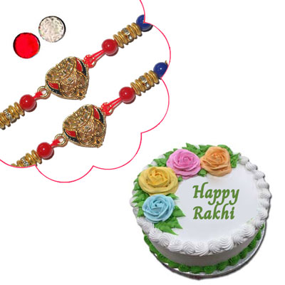 "Designer Fancy Rakhi - FR-8450 A (2 RAKHIS), Pineapple cake -1kg - Click here to View more details about this Product